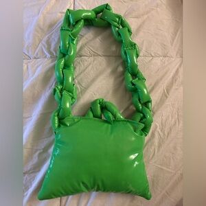 Green Glossy Vinyl Puffy Chain Bag